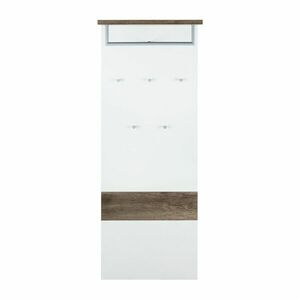 Előszoba panel, 5 akasztóval és akasztórúddal, fehér-tölgy - NEBRASKA - Butopêa kép