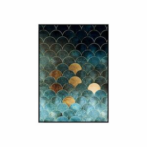 Keretezett falikép, aranyozott pikkely mintával, 50x70 cm, türkiz - CALEIDOSCOPE - Butopêa kép