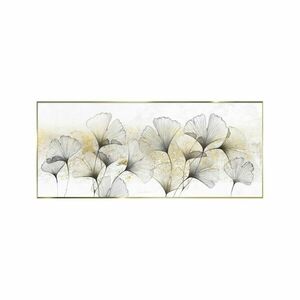 Keretezett üveg falikép, arany-fekete ginko biloba, 50x125 cm, fehér - GINKO NOR ET OR - Butopêa kép