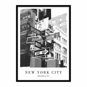 Keretezett falikép, Broadway Street, 50x70 cm, fekete-fehér - BROADWAY - Butopêa kép