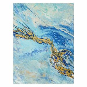 Poszter, fluid art, keret nélkül, 30x40 cm, világoskék-sárga - ILOTS - Butopêa kép