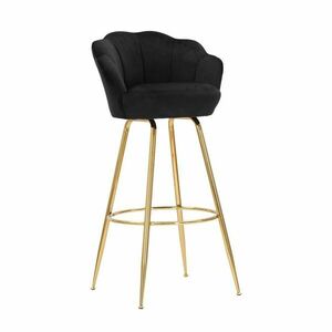 Kagyló formájú bársony bárszék, 90 cm, fekete - COROLLE - Butopêa kép