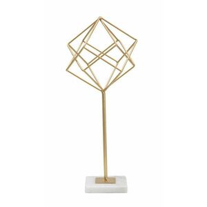 Geometrikus asztali dekoráció 40 cm, arany-fehér - CARRES - Butopêa kép