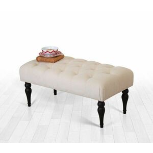 Ülőkés pad, fekete lábakkal bársony 92x43 cm, krém - SOL - Butopêa kép