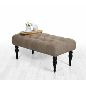 Ülőkés pad, fekete lábakkal bársony 92x43 cm, szürkésbarna - SOL - Butopêa kép