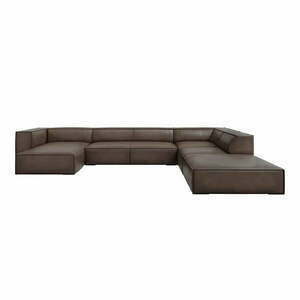 Barna bőr sarokkanapé (jobb oldali) Madame – Windsor & Co Sofas kép