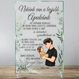 Ajándék apáknak, üvegtábla személyre szabott szöveggel - 24 órán belül elküldjük kép