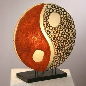 Ying Yang asztali lámpa fa alapon 33 cm kép
