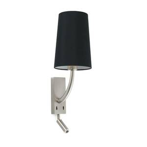 Fali lámpa Rem LED olvasólámpával fekete/nikkel kép