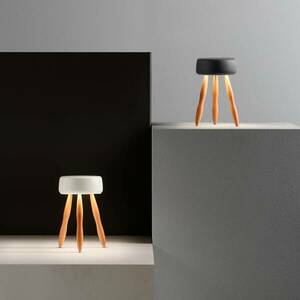 OLEV Drum designer lámpa, akku, fa/fekete kép