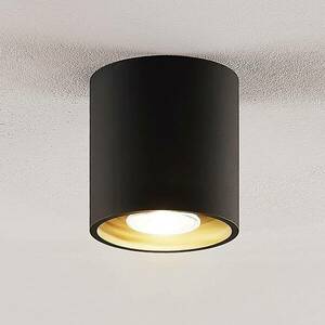 Lindby Parvin alumínium downlight, kerek, fekete kép