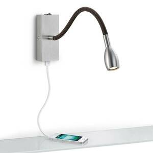Milos nikkel LED fali lámpa USB töltőporttal kép
