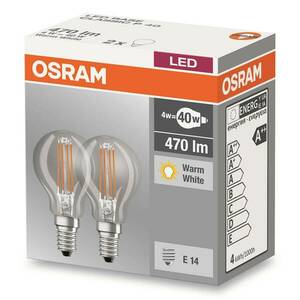 LED lámpa E14 4W 827 csepp izzószál 2db-os kép
