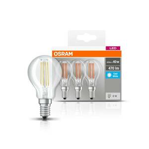 OSRAM LED lámpa E14 P40 4W izzószál 840 470lm 3db kép