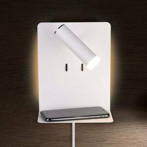 Element LED fali lámpa polccal matt fehér kép