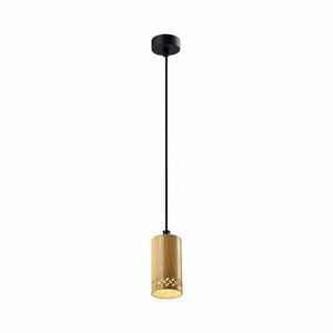 Fekete függőlámpa fa búrával ø 7 cm Tubo – Candellux Lighting kép