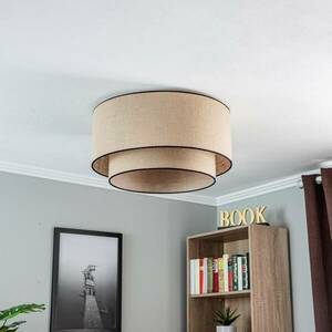Euluna Boho juta & fekete mennyezeti lámpa Ø60cm kép