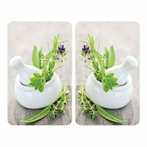Edzett üveg tűzhely fedőlap szett 2 db-os 30x52 cm Herb – Wenko kép
