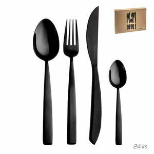 Fekete rozsdamentes acél evőeszköz készlet 24 db-os Black Luxure – Orion kép