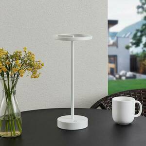 Lucande LED-es újratölthető asztali lámpa Halona, fehér, alumínium, USB, kép