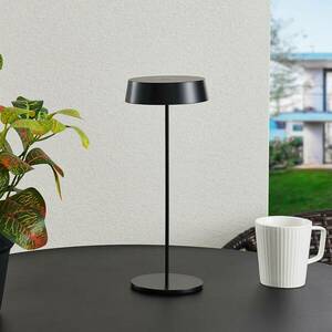 Lucande LED-es újratölthető asztali lámpa Tibia, fekete, alumínium, USB, kép