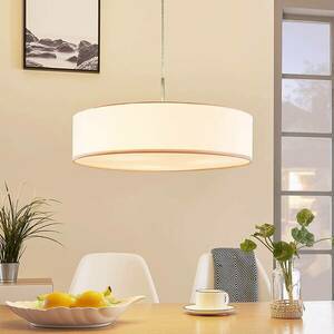 Lindby függőlámpa Sebatin, Ø 50 cm, fehér, szövet, E27 kép