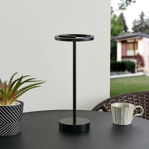 Lucande LED-es újratölthető asztali lámpa Halona, fekete, alumínium, USB, kép