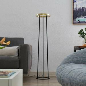 Lucande Seppe LED álló lámpa, Ø30 cm, sárgaréz kép