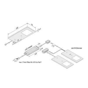 LED-es részegy. lámpa Eco-Pad F 2x-Set 4000K fek. kép