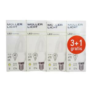 LED gyertya lámpa E14 5, 5W 2700K 3+1db 470lm matt kép