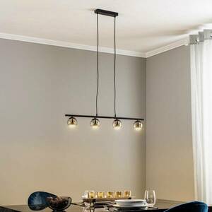 Lindby Samika függőlámpa, fekete, 4 lámpás, üveg, 80.4 cm kép