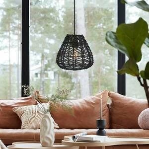 PR Home Adelle függőlámpa rattan fekete Ø24cm kép