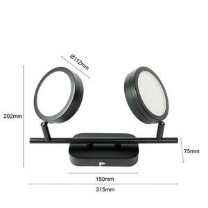 Lindby reflektor Neros, fekete, 2-lámpás, 31, 5 cm, CCT, vas, vaskos kép