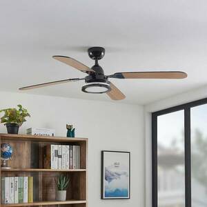 Starluna LED mennyezeti ventilátor Tedric, fekete, halk, 133 cm kép