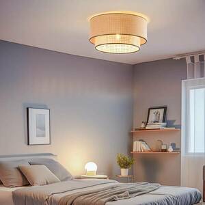 Mennyezeti lámpa Boho, rattan, bézs/fekete kép