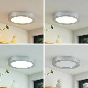 Prios LED mennyezeti lámpa Edwina, ezüst, 24, 5 cm, fényerőszabályzóval kép
