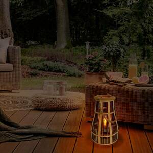 LED napel. deco lámpa kosár, 34 cm, fekete/natúr kép