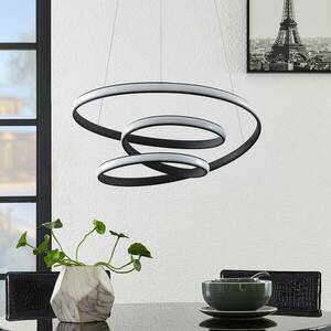 Lucande Sakina LED függő lámpa homokfekete Ø 58 cm kép