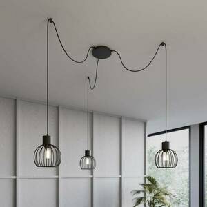 Luto 3 függőlámpa három ketreces lámpaernyővel, fekete színben kép