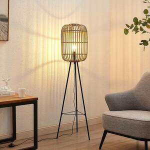 Lindby Canyana állólámpa, natúr, rattan, 139 cm magas kép