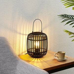 Lindby Canyana asztali lámpa, fekete, rattan, 27 cm magas kép
