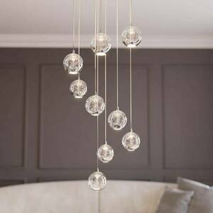 Lucande LED-es függőlámpa Hayley, 9 lámpás, króm színű, üveg kép
