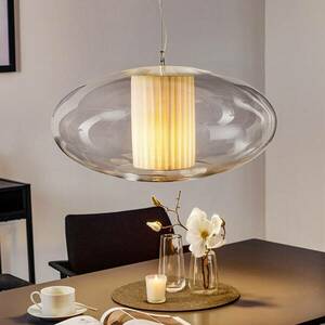Modo Luce Ellisse függőlámpa Plissé Ø 60 cm bézs kép