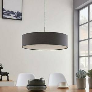 Lindby függőlámpa Sebatin, Ø 50 cm, szürke, szövet, E27 kép