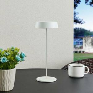 Lucande LED-es újratölthető asztali lámpa Tibia, fehér, alumínium, USB, kép