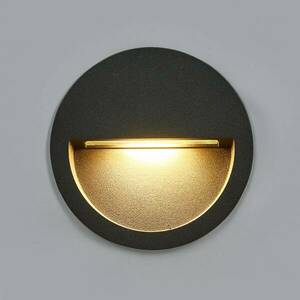 Lucande LED-es fali lámpa Loya, kerek, sötétszürke, kültéri kép