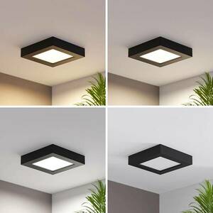Prios LED mennyezeti lámpa Alette, fekete, 12 W, CCT, fényerőszabályzó, kép