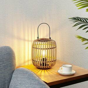 Lindby Canyana asztali lámpa, natúr, rattan, 27 cm magas kép