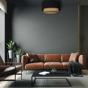 Mennyezeti lámpa Big Boho, rattan, fekete/bézs kép