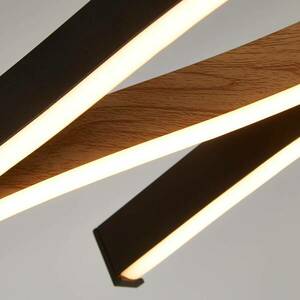 LED függőlámpa Swirl fekete/fa kép